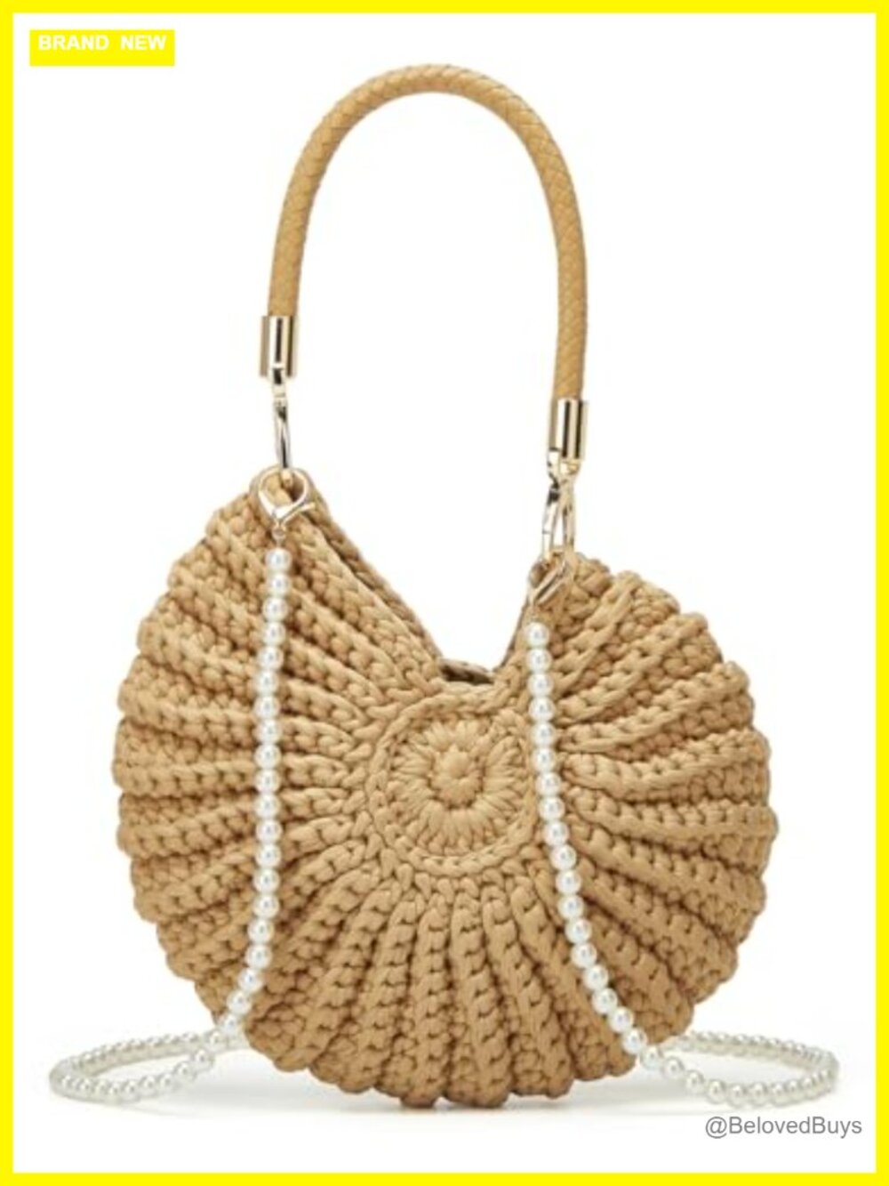 Handwoven Seashell Hobo Bag - Crochet Knitted Summer Beach Shoulder Crossbody